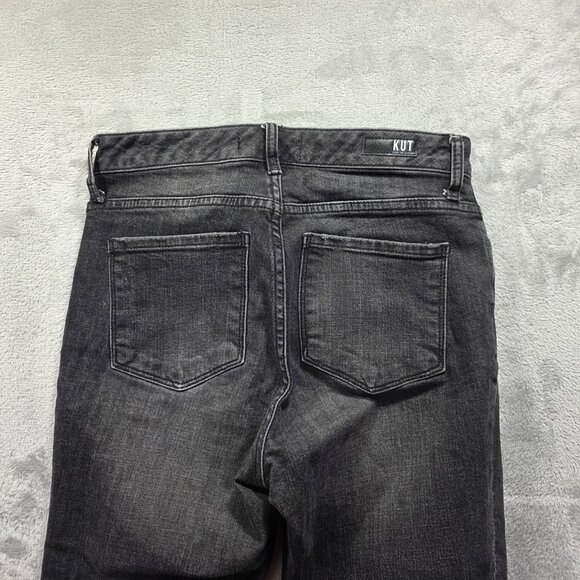 KUT from the Kloth Jeans Womens 00 Black Reese Fab Ab High Rise Straight Ripped - Picture 3 of 10
